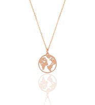 Söğütlü Silver Gümüş rose dünya haritası kolye