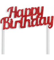 Pasta süsü evadan simli happy bırthday kırmızı p1-