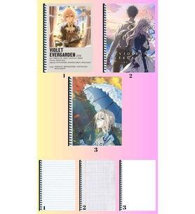 violet evergarden 3 adet defter A4 büyük boy 72 sayfa çizgili_kareli_çizgisiz defter seti