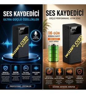 Sese Duyarlı Sensörlü Ses Kayıt Cihazı 16 Gün Şarj Süresi