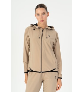Maraton Regular Kadın Kapüşonlu Açık Vizon Tracktop