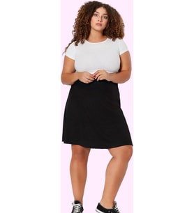 Kadın A line Mini Etek Viskoz Polyester Elastan Lastikli Belli Rahat Günlük Modern Tasarım