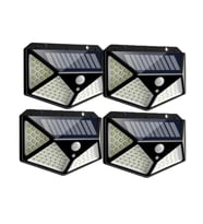 Güneş Enerjili Hareket Sensörlü 4'lü 100 LEd Solar Aydınlatma-Duvar Tipi-Bahçe-Garaj Aydınlatması