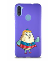 Samsung Galaxy M11 Soft Premier Kapak Bayan Puff Tasarımlı Silikon Kılıf - Mor (Şeffaf)
