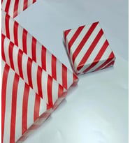 Kırmızı Beyaz Verev Çizgili Hediye Paketi, Yılbaşı Paketleme Kağıdı, Ambalaj 50x70 Cm 10 Adet-T356 (Renksiz)