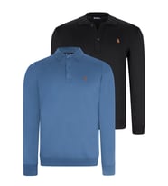 İKİLİ SET V4007 DEWBERRY ERKEK SWEATSHIRT-SİYAH-İNDİGO