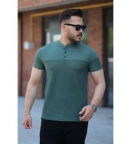 Erkek Hakim Yakalı Kısa Kollu Pamuklu T-shirt