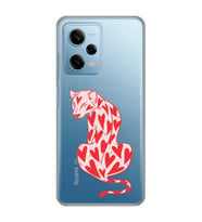 Redmi Note 12 Pro 5G Uyumlu Çita ve Kalp Desenli Şeffaf Telefon Kılıfı