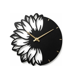 NYX Modern Asimetrik Ahşap Duvar Saati 40 CM. Siyah Renk