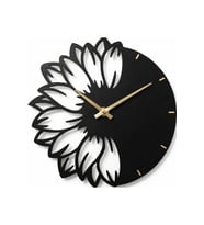 NYX Modern Asimetrik Ahşap Duvar Saati 40 CM. Siyah Renk