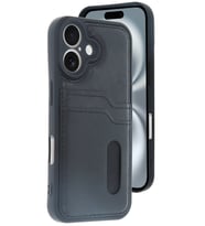 Pilelistore   iPhone 16 Kılıf Sara Kartvizitli Deri Kılıf - Siyah