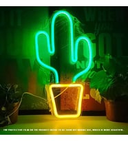 BuShop Neon led kaktüs  temalı duvar süsleri, dekorasyon odası,  kafe, restoran , bitki neon duvar dekoru