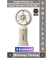#Vantilatör Kompakt Sessiz Yoğun Üflemeli 6 Kademeli Şarjlı Turbo Mini Masa Üstü El Fanı Vantilatör