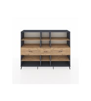 Hyperion Dolap 9 Raflı 3 Çekmeceli  220x44x163 Antrasit-Çam