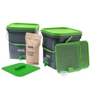 Biorfe 500 g Bokashi Kepekli 18 L Kompost Kovası İkili Set - Yeşil
