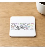 Kişiye Özel Türkçe Öğretmeni Baskılı 9x9 cm Kare MDF Bardak Altlığı - Öğretmene Hediye Ahşap
