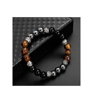 Erkek - A Kalite Kaplan Gözü + Hematit + Obdisyen Doğal Taşlı Şık Bileklik  Handcrafted