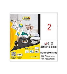Ekstrafix Laser Etiket 210 x 148.5 mm Lazer Yazıcı Etiketi