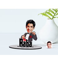 BK Gift Kişiye Özel Godfather Baba Karikatürlü Ahşap Biblo Model-7 (Beyaz)