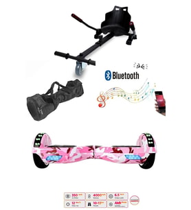 Elektrikli Kaykay Scooter Akıllı Denge Hoverboard + HoverKart + Çanta FULL LEDLİ EXTREM PAKET D05