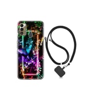 Tecno Spark 7t Kılıf Silikon Desen Boyun Askılı Butterfly Neon 1684