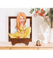 BK Gift Kişiye Özel Marilyn Monroe Karikatürlü Ahşap Standlı 3D Biblo-1 (Beyaz)
