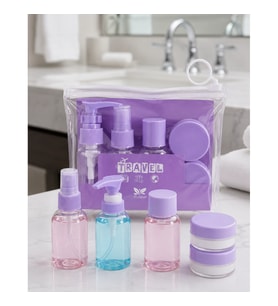 5 Parça Şeffaf Seyahat Şişesi Seti 30 ml – Sızdırmaz Kapaklı Taşıma Çantalı