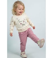 Breeze Kız Bebek Eşofman Takımı Pembe Çiçek Desenli 6 Ay-2 Yaş, Krem