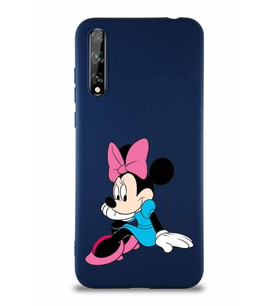 Huawei P Smart S Soft Premier Kapak Minnie Mouse-E Tasarımlı Silikon Kılıf - Lacivert (Şeffaf)