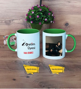 Öğretim Üyesi Kupa Bardak Yeşil Fotoğraflı Öğretmenler Günü Hediyesi