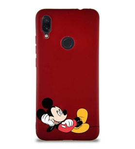 Xiaomi Redmi Note 7 Soft Premier Kapak Mickey Mouse-F Tasarımlı Silikon Kılıf - Mürdüm (Şeffaf)