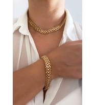 Gold Kolye Bileklik Set