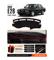 BMW E28 (1981-1988) Uyumlu Torpido Örtüsü Torpido Kılıfı - Siyah Kırmızı