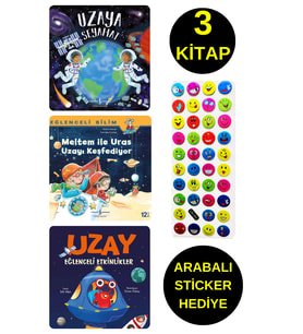EMOJİLİ  STİCKER HEDİYE  - OKUL ÖNCESİ RESİMLİ KİTAPLAR  - UZAYA SEYAHAT - MELTEM İLE URAS - EĞLENCE