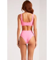 Kadın Bikini Takımı Bralette Yüksek Bel Balensiz Kolsuz Düz Desen Regular Kalıp Örme Raşel