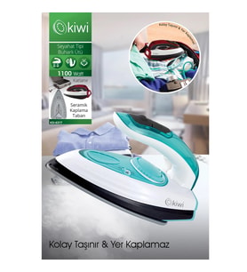 Kiwi KSI-6317 Seyahat Tipi Buharlı Ütü Seramik Kaplama Taban Mavi