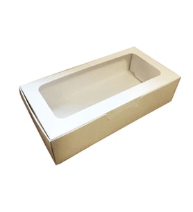 Pencereli Karton Kutu Düz Renk 20X10X5 CM  (10 Adet) Beyaz