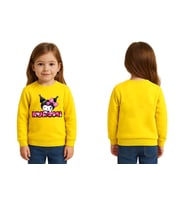 Unisex Kuromi Baskılı Çocuk Swaetshirt 3 İplik Şardonlu (Sarı)