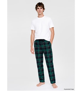 LC WAIKIKI Yeşil Regular Fit Ekose Erkek Pijama Altı