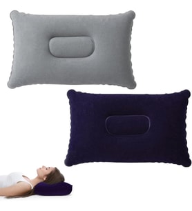 Şişme Kamp ve Yolculuk Yastığı - Ergonomik - Kadife Yüzey