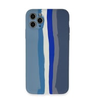 Iphone 11 Kılıf Ebruli Lansman Silikon - Mavi-Gri