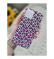 Iphone 12 / 12 Pro Uyumlu Pembe Leopar Baskılı Şeffaf Telefon Kılıfı