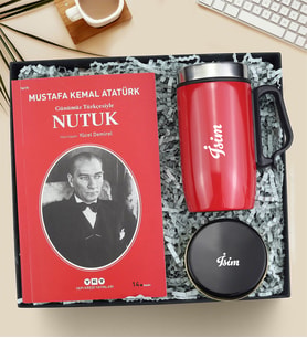 Kişiye Özel Mum & Nutuk Kitabı & Termos Atatürk Hediye Seti