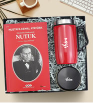 Kişiye Özel Mum & Nutuk Kitabı & Termos Atatürk Hediye Seti