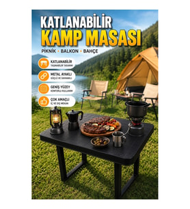 Katlanabilir Metal Ayaklı Kamp Masası – Piknik, Balkon ve Bahçe Kullanımı