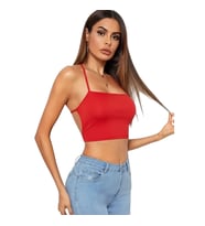 Mulvxbrf Brf02 Kadın Sırtı Açık Kırmızı Belden Bağlamalı Crop Büstiyer (Mulvix)
