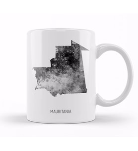 Mauritania Watercolor Map Kupa Bardak Porselen
