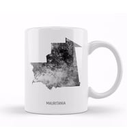 Mauritania Watercolor Map Kupa Bardak Porselen