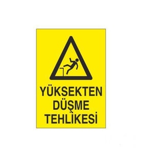 Yüksekten Düşme Tehlikesi Uyarı Levhası 70x100cm (Karışık)