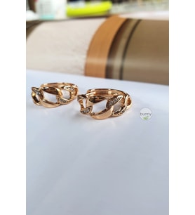 ZİNCİR ÖRGÜ MODEL HALKA KÜPE ALTIN KAPLAMA (Gold)